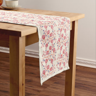 Beautiful Hand Painted Trees and Flowers Short Table Runner