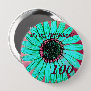 Beautiful hand sketched Flower 100th Birthday 10 Cm Round Badge