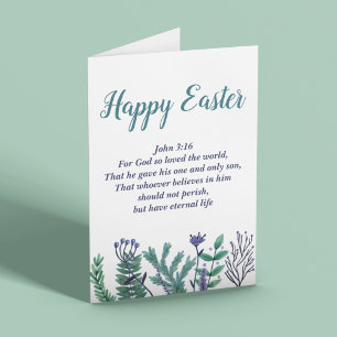Beautiful Happy Easter Bible Verse John 3:16 Holiday Card
