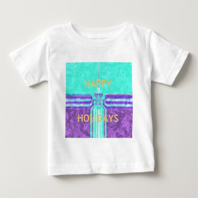 Beautiful Happy Holidays Blue Cyan  vector design Baby T-Shirt (Front)