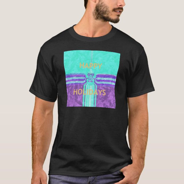 Beautiful Happy Holidays Blue Cyan  vector design T-Shirt (Front)