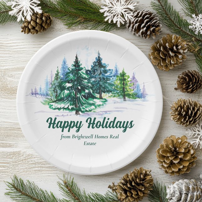 Beautiful Happy Holidays Custom Christmas Party Paper Plate (Creator Uploaded)