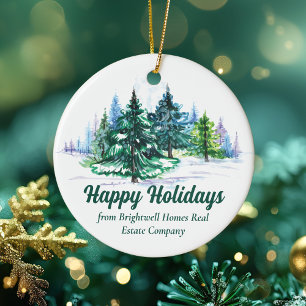 Beautiful Happy Holidays Custom Company Christmas Ceramic Tree Decoration
