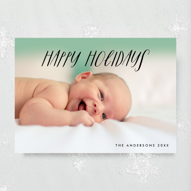 Beautiful Happy Holidays White Holiday Photo Card (Creator Uploaded)