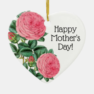 Beautiful Happy Mother's Day Pink Roses Ceramic Tree Decoration