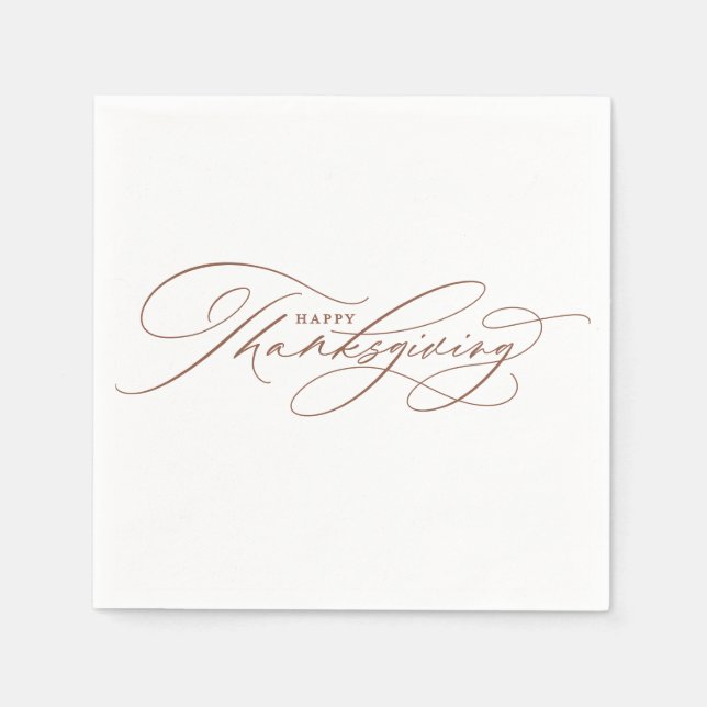 Beautiful Happy Thanksgiving script Napkin (Front)