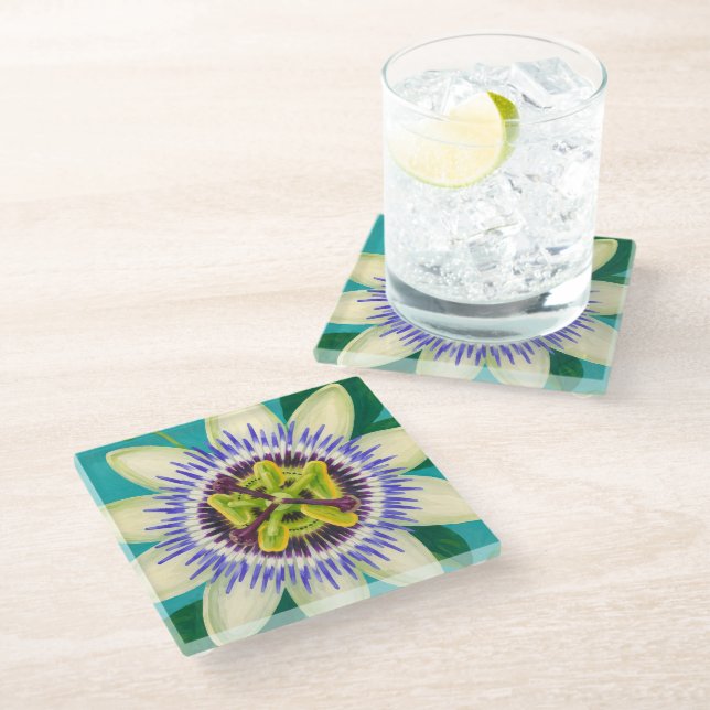 Beautiful hawaii art glass coaster (Angled)