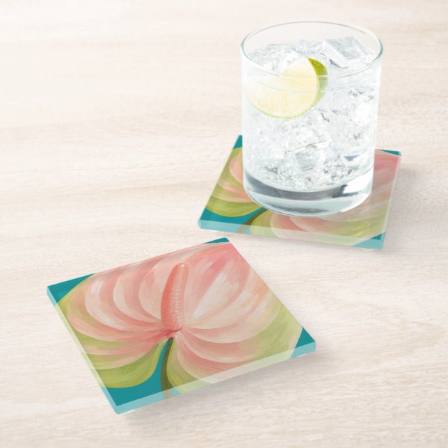 Beautiful hawaii art glass coaster (Angled)