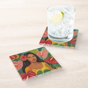 Beautiful hawaii art glass coaster