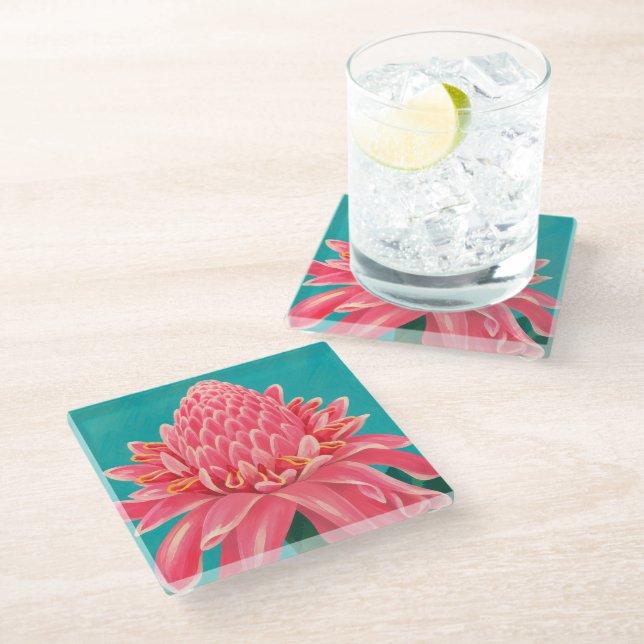 Beautiful hawaii art glass coaster (Angled)