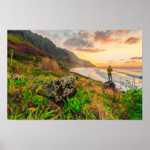 Beautiful Hawaii Beach   Sun Sand & Green Paradise Poster