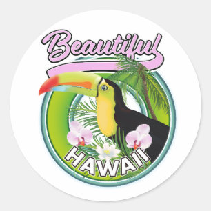 beautiful Hawaii travel logo Classic Round Sticker