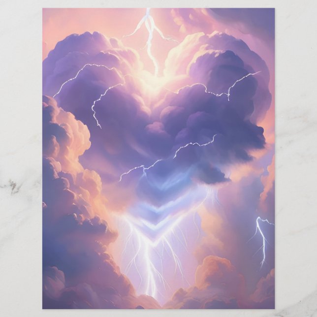 Beautiful heart of clouds and lightning. AI  Flyer (Front)