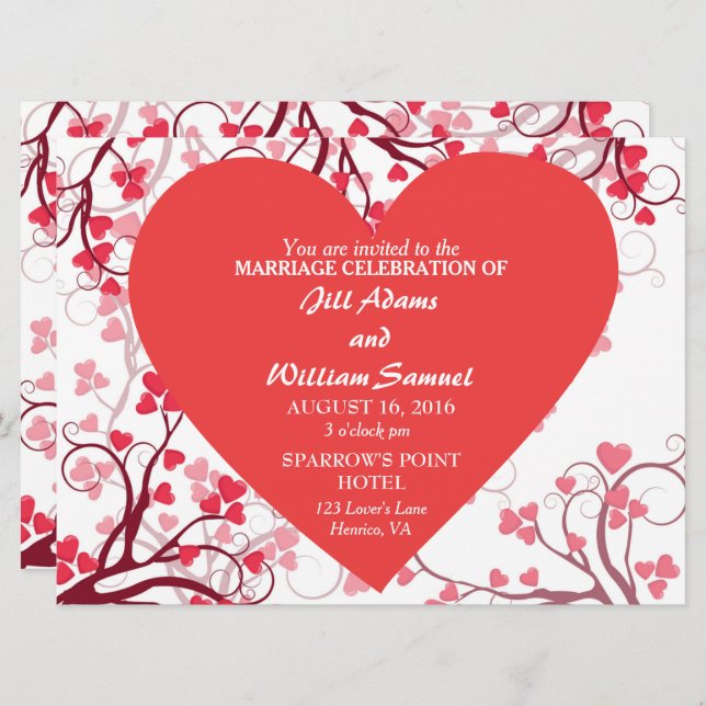 Beautiful Hearts Wedding Invitation (Front/Back)