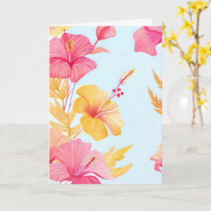 Beautiful Hibiscus   Tropical Flower Watercolor Card