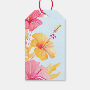 Beautiful Hibiscus Tropical Flower Watercolor Gift Tags