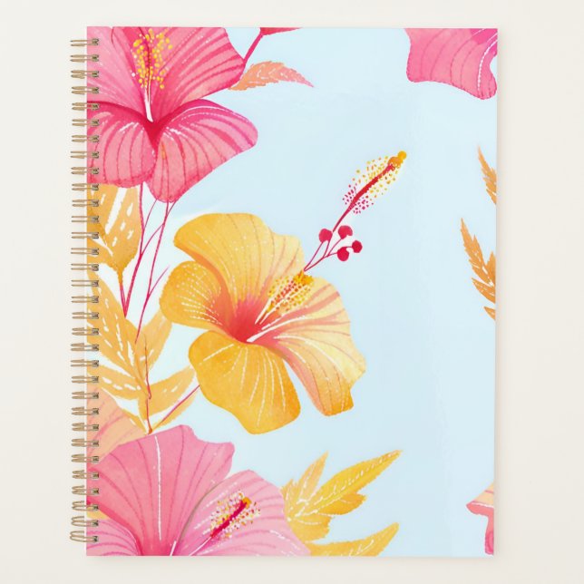 Beautiful Hibiscus | Tropical Flower Watercolor Planner (Front)