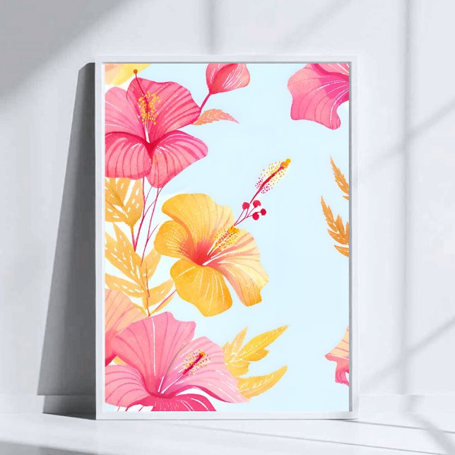 Beautiful Hibiscus | Tropical Flower Watercolor Poster (Creator Uploaded)