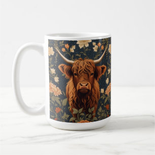 Beautiful Highland Cow Vintage Floral Coffee Mug