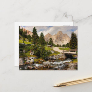 Beautiful Hiking Trail River, Trees & Mountains Postcard