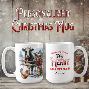 Beautiful Holiday Cow with Cardinal Personalised Coffee Mug