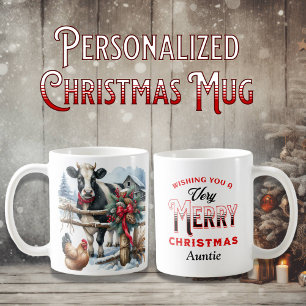 Beautiful Holiday Cow with Cardinal Personalised Coffee Mug