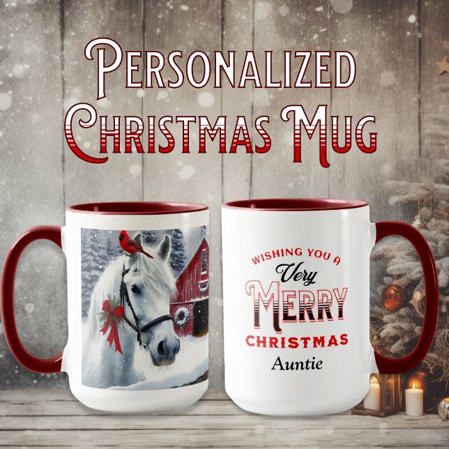 Beautiful Holiday Horse with Cardinal Personalised Mug (Creator Uploaded)