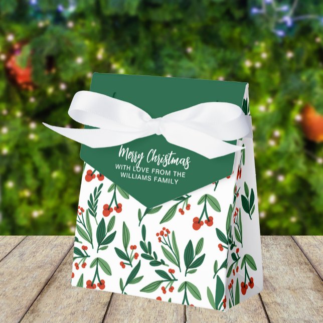 Beautiful Holly Berry Botanical Christmas Party Favour Box (Creator Uploaded)