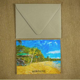 Beautiful Honduras Ocean View Oil Paint Postcard