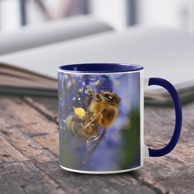 Beautiful Honeybee on the California Lilac Mug (Honeybee on California Lilac 11 oz Coffee Mug Cover Photo.)
