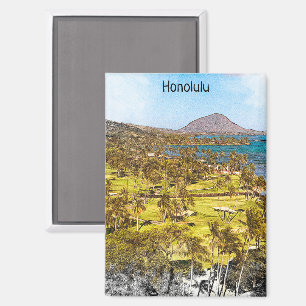 Beautiful Honolulu Oahu Scenery Travel Magnet