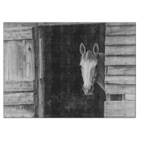 Beautiful Horse and Barn Black + White
