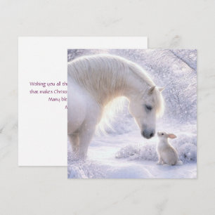 Beautiful Horse and Bunny Christmas Holiday Card