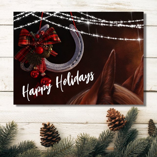 Beautiful Horse and Horseshoe Christmas Flat Card (Creator Uploaded)