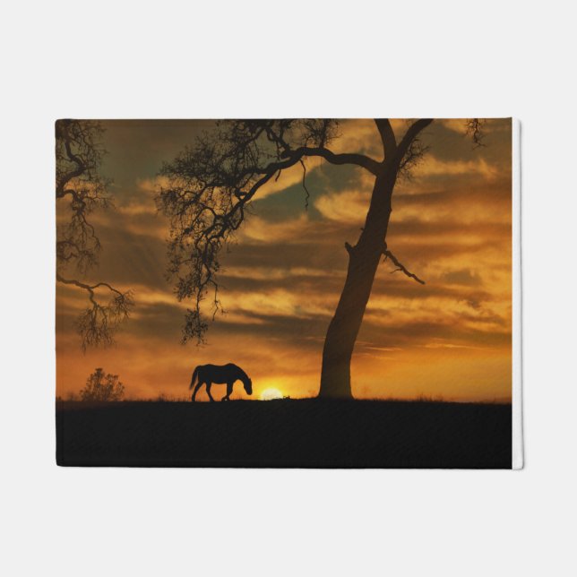 Beautiful Horse and Oak Tree Floor Mat (Front)