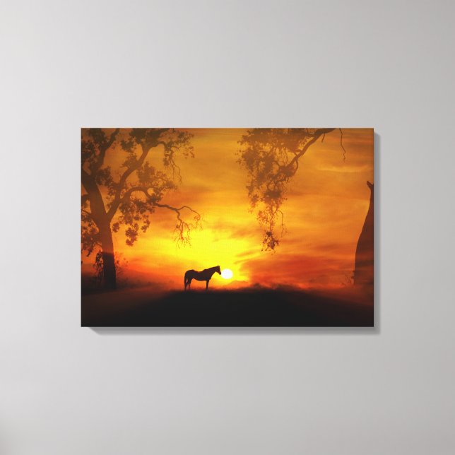 Beautiful Horse and Sunrise Canvas Print (Front)