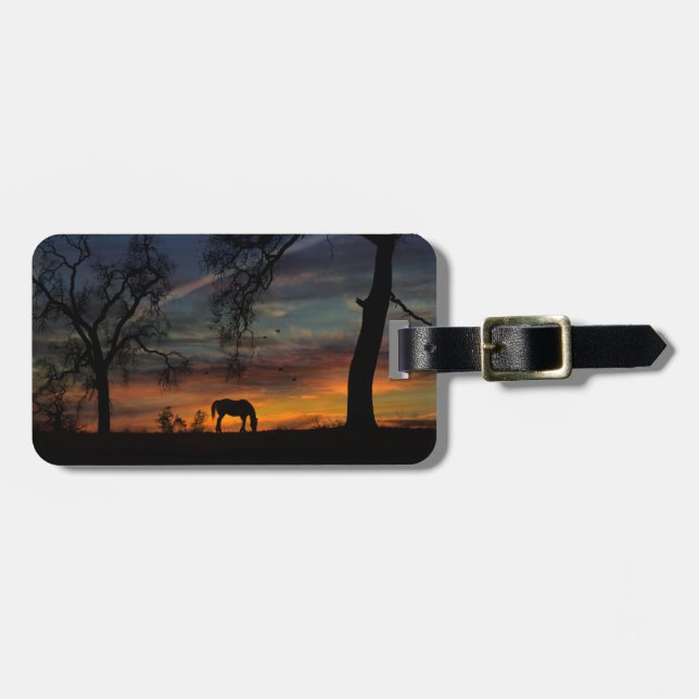 Beautiful Horse and Sunset Luggage Tag (Front Horizontal)