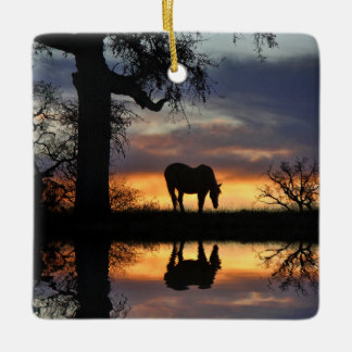 Beautiful Horse and Water Ceramic Ornament