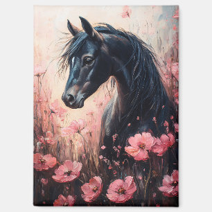 Beautiful Horse Blush Pink Wildflowers Magnet