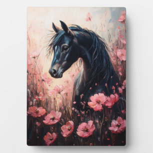 Beautiful Horse Blush Pink Wildflowers Plaque