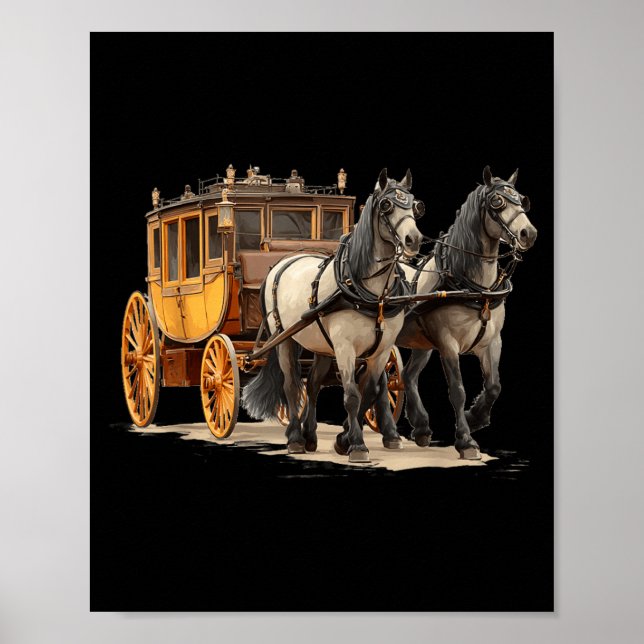 Beautiful Horse Carriage Graphic for Boys and Poster (Front)