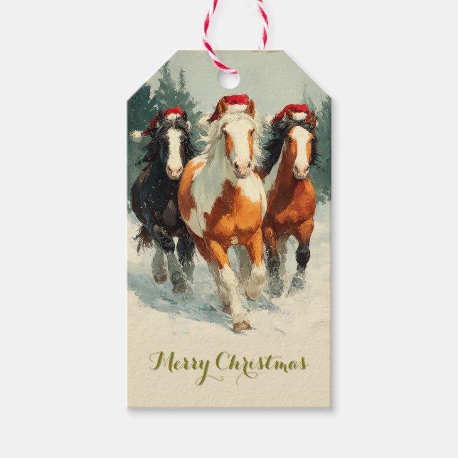 Beautiful Horse Christmas Gift Tag (Front)