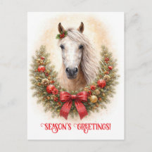 Beautiful Horse Christmas Holiday Seasons Greeting