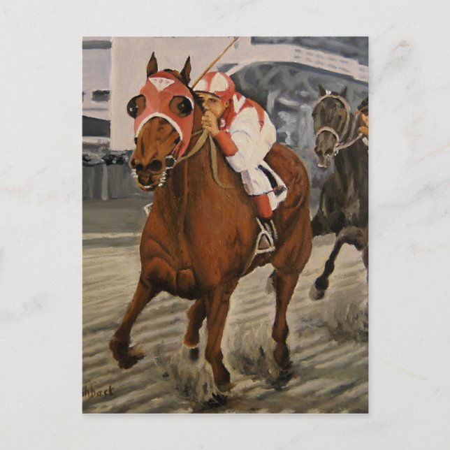 Beautiful Horse Delights Owners in Classic Race Postcard (Front)