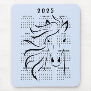 Beautiful Horse Design 2025 Calendar Mouse Pad