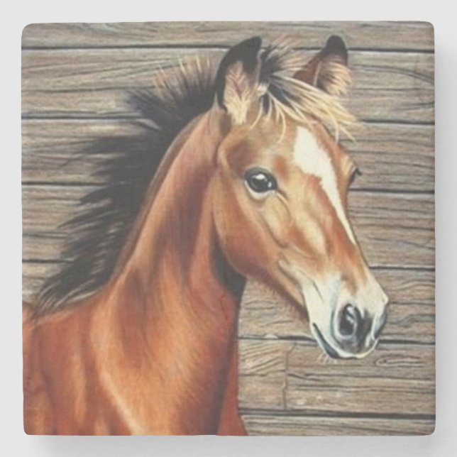 Beautiful Horse Fine Art Stone Coaster (Front)