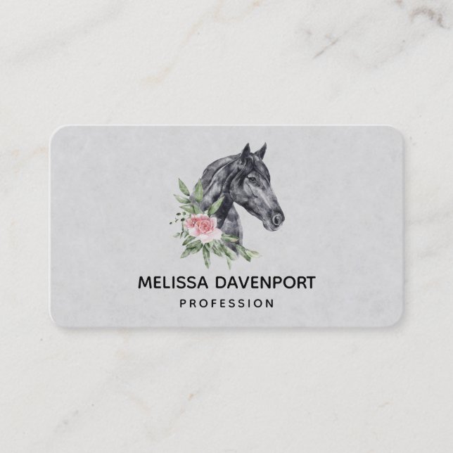 Beautiful Horse Head Portrait Watercolor Business  Card (Front)