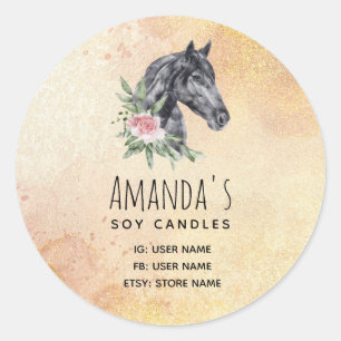 Beautiful Horse Head Portrait Watercolor Classic Round Sticker