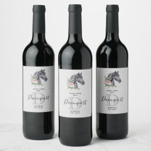 Beautiful Horse Head Watercolor Wine Making Wine L Label