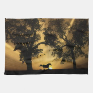 Beautiful Horse in Sunrise Kitchen Towel